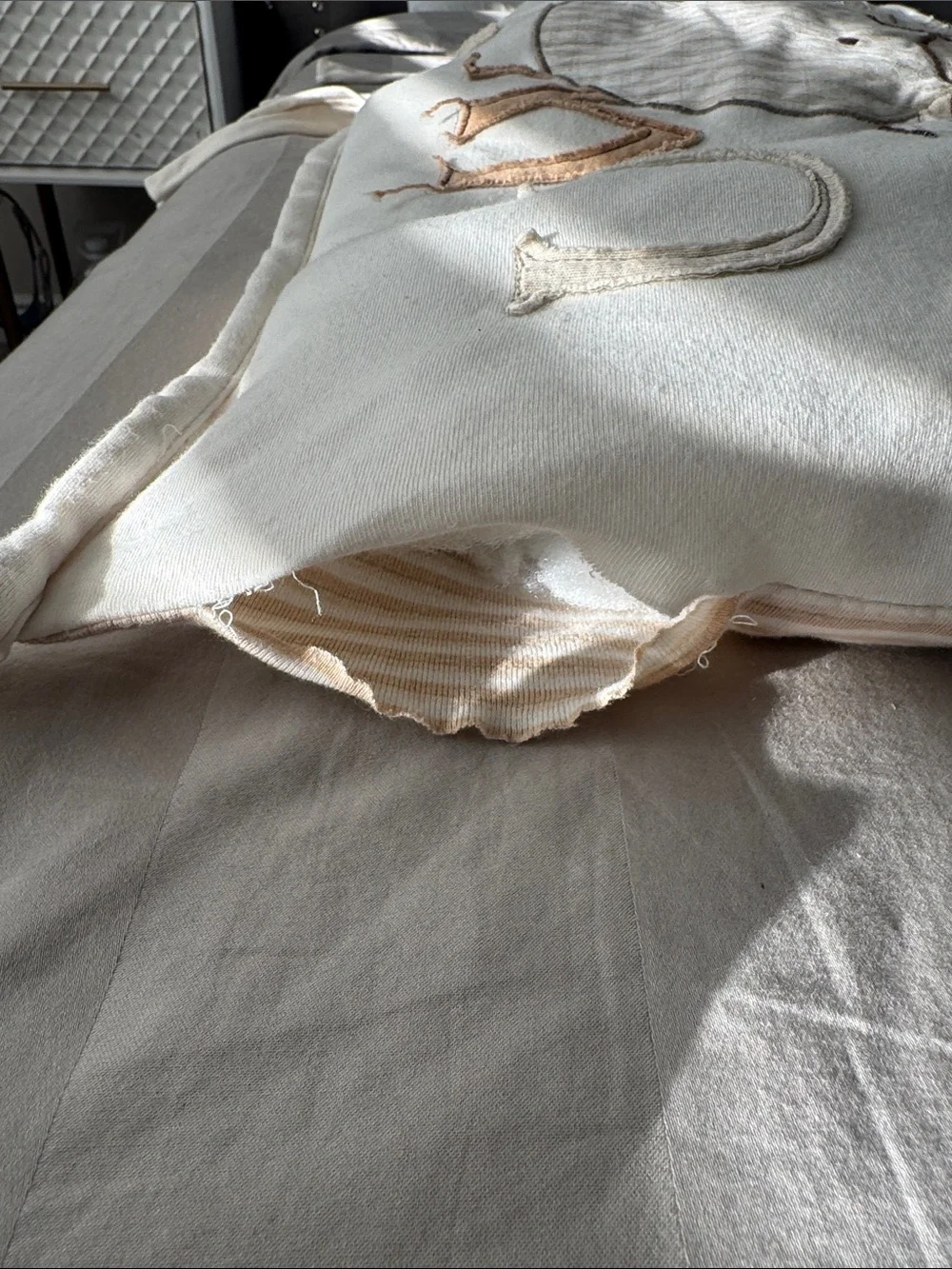 Embroidered Animal Alphabet Baby Blanket - Cream & Tan